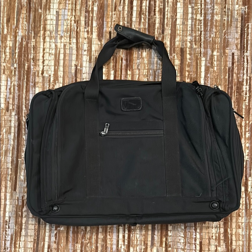 Black Duffel Bag with Durable Fabric and Short Handles